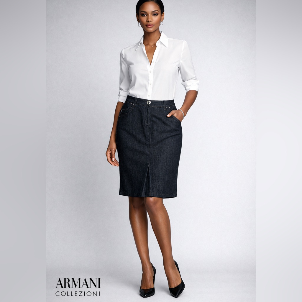 Armani Collezioni Denim Skirt Made In Italy Dark Wash Size 6